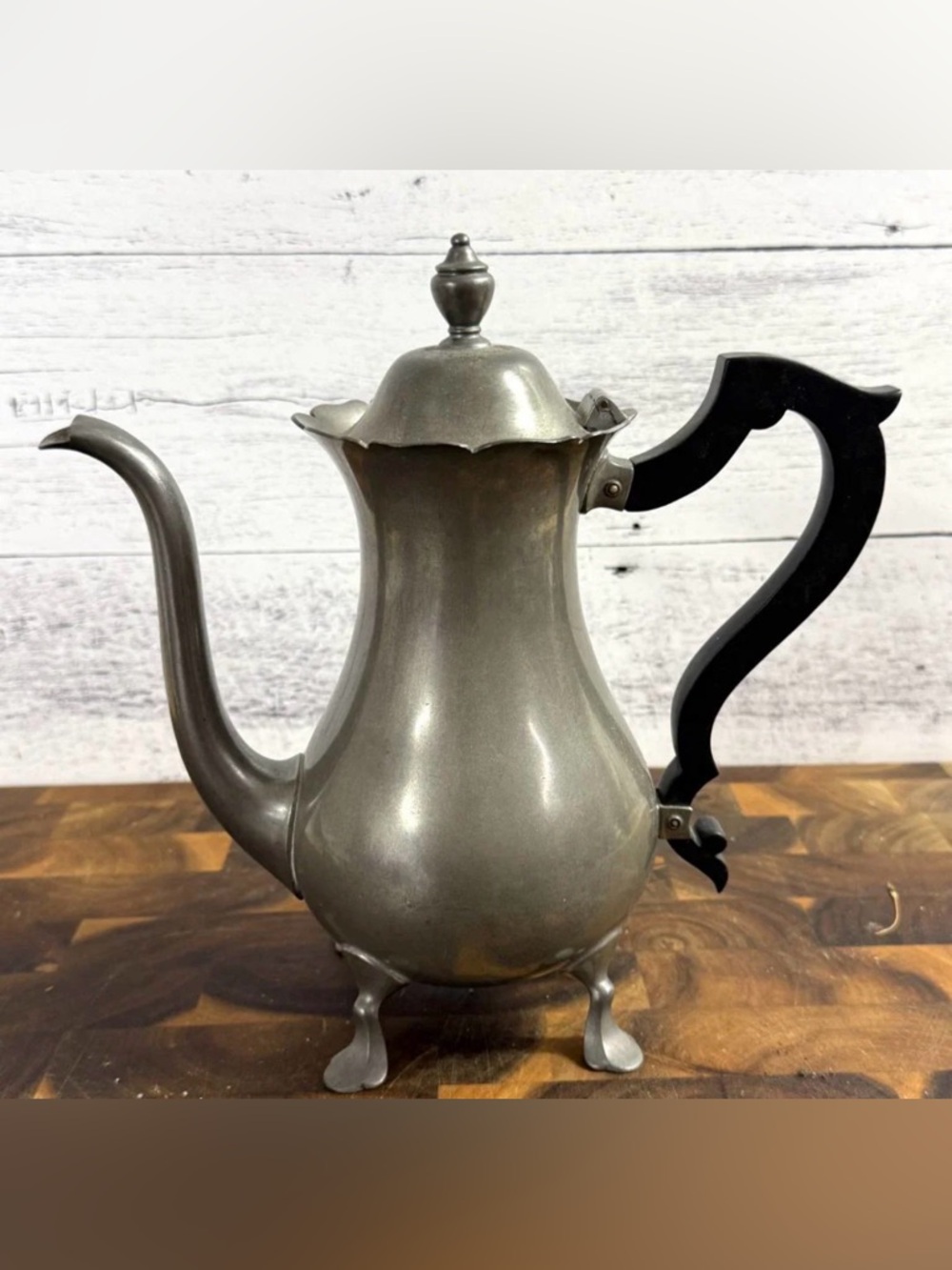 Vintage L.B. Smith Boston Pewter Teapot #101 – Footed Victorian Style